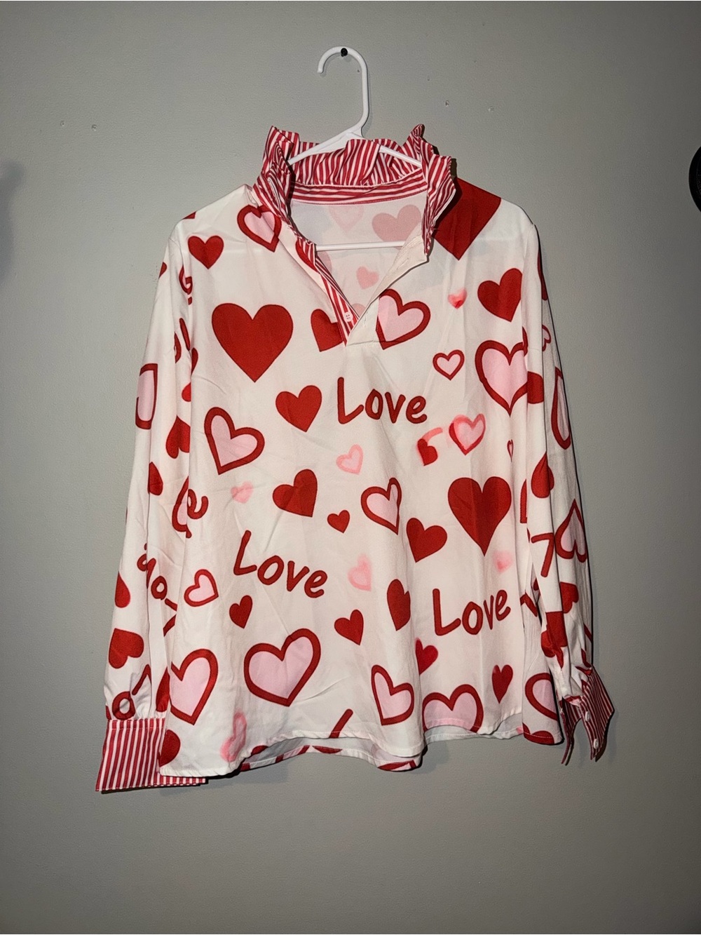 Kids Long-Sleeve Pink & Red Heart Print Top